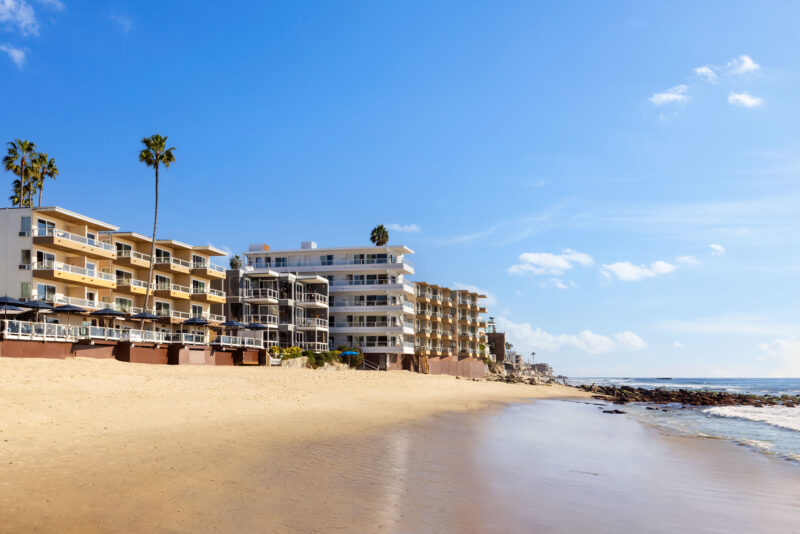 pacific edge beach buildings from beach